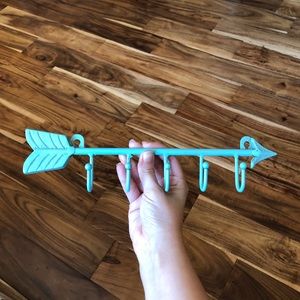 Teal Blue Arrow Wall Key Hook